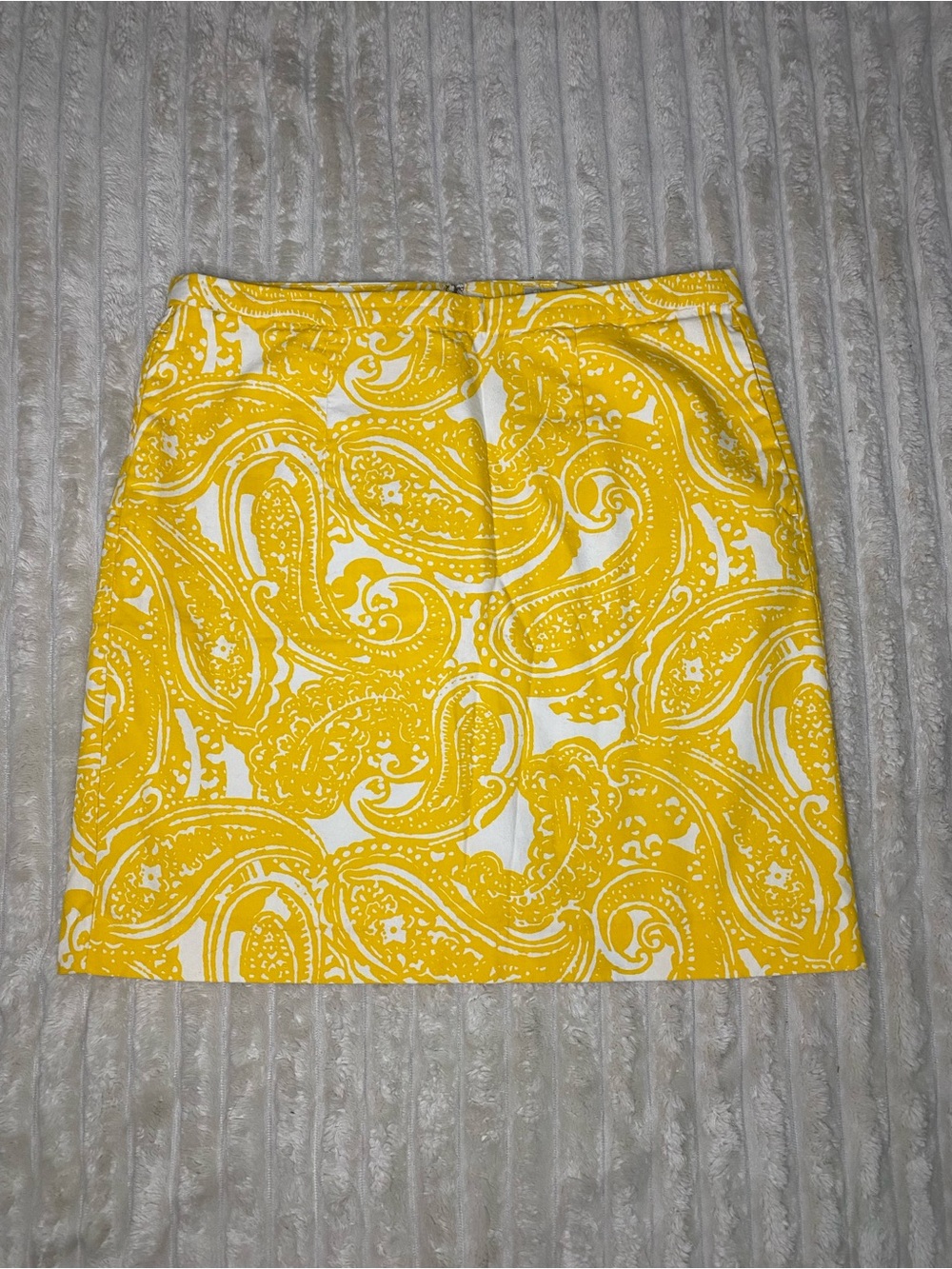 Banana Republic Yellow Paisley Midi Skirt Size 8 Double Lined Zip Up Back EUC